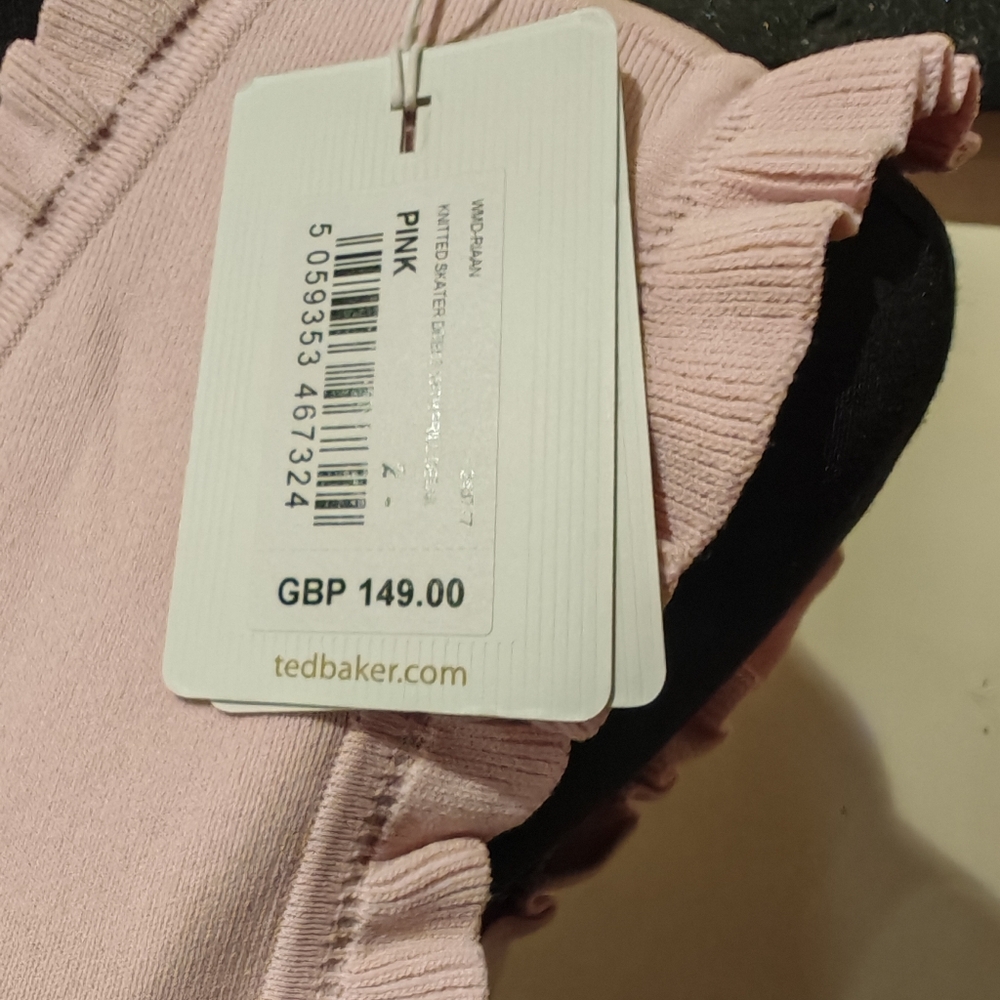 Ted Baker RIAAN Knitted Skater Dress with Frill Detail Pink - Picture 16 of 17